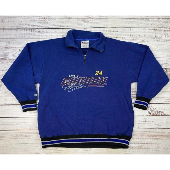Vintage Jeff‎ Gordan Sweater Jacket Adult L Blue Pullover Fleece NASCAR 90s Mens - Picture 1 of 3